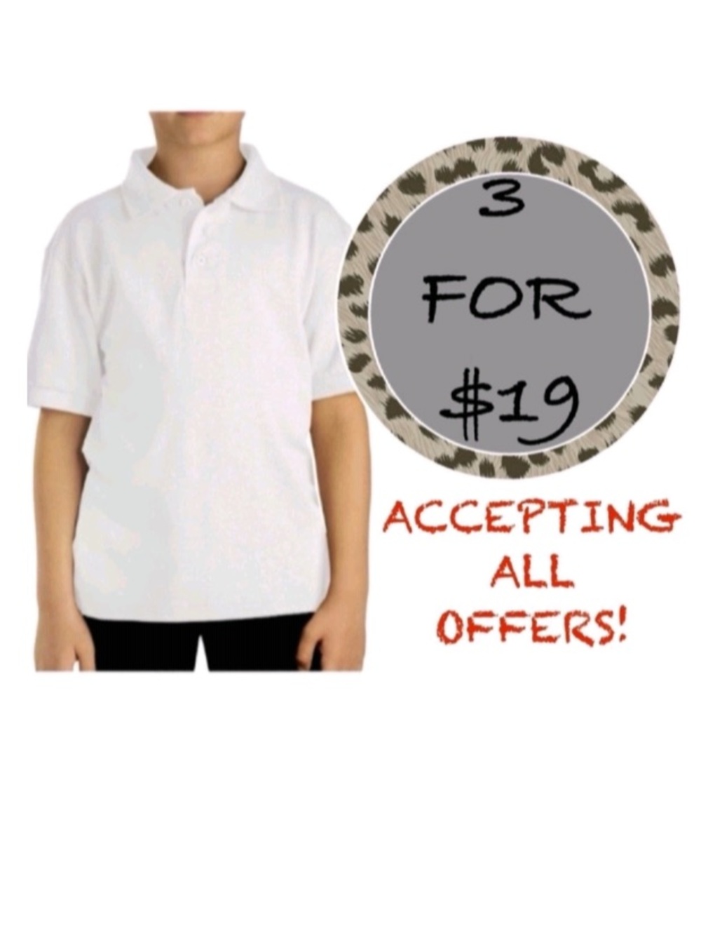 3/$19 Dickies Boys School Uniform Short Sleeve collared Polo Shirt